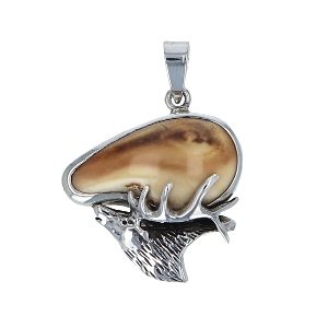 Elk Ivory Pendant With Bugling Elk